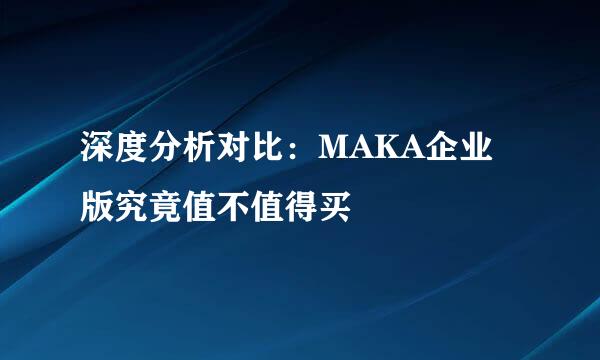 深度分析对比：MAKA企业版究竟值不值得买