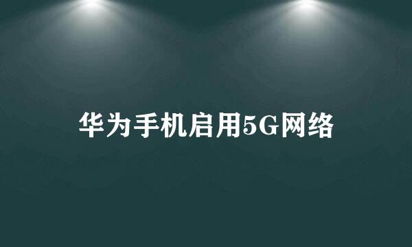 华为手机启用5G网络