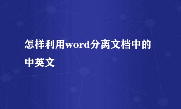 怎样利用word分离文档中的中英文
