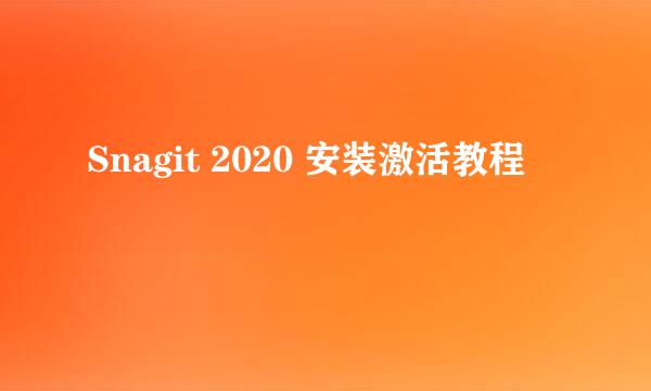 Snagit 2020 安装激活教程