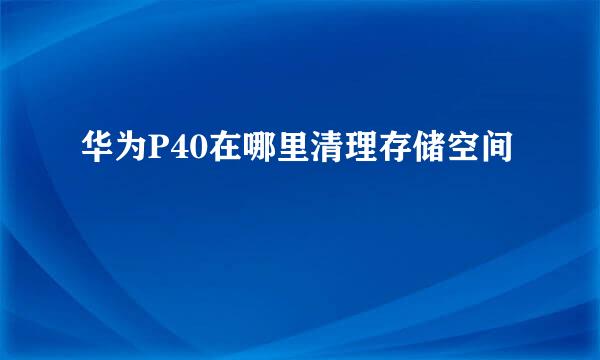 华为P40在哪里清理存储空间