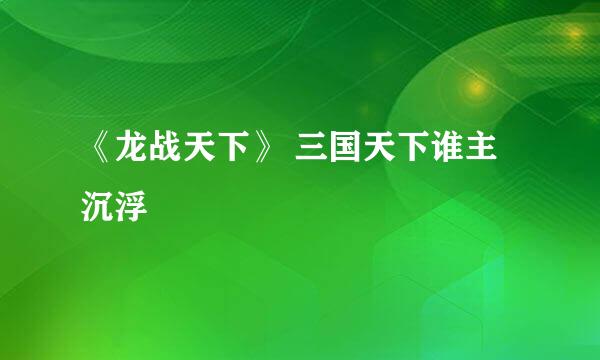 《龙战天下》 三国天下谁主沉浮