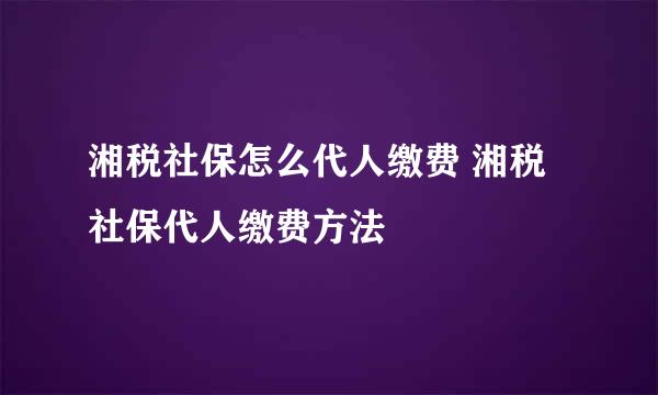 湘税社保怎么代人缴费 湘税社保代人缴费方法