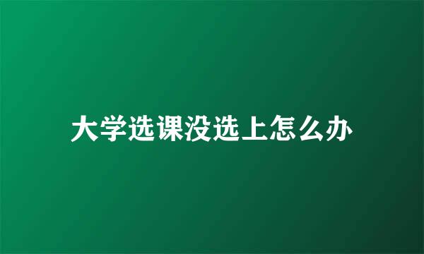 大学选课没选上怎么办