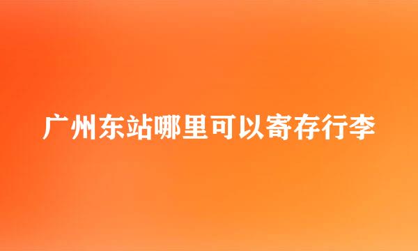 广州东站哪里可以寄存行李