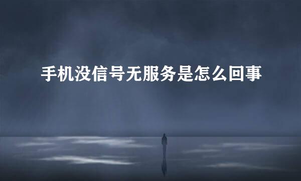 手机没信号无服务是怎么回事