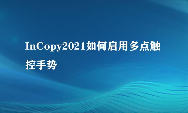 InCopy2021如何启用多点触控手势