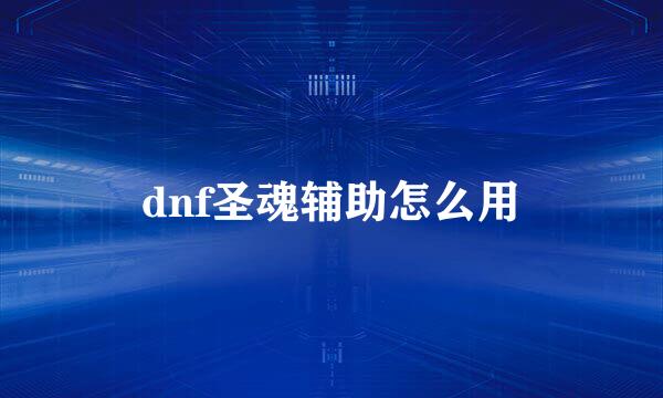 dnf圣魂辅助怎么用