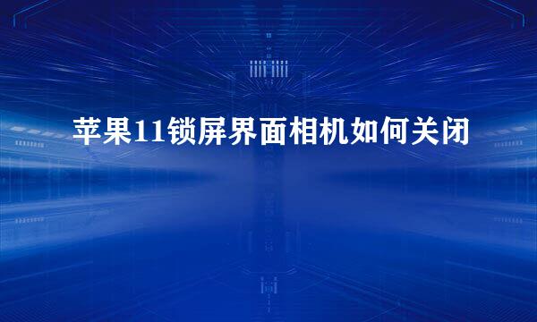 苹果11锁屏界面相机如何关闭