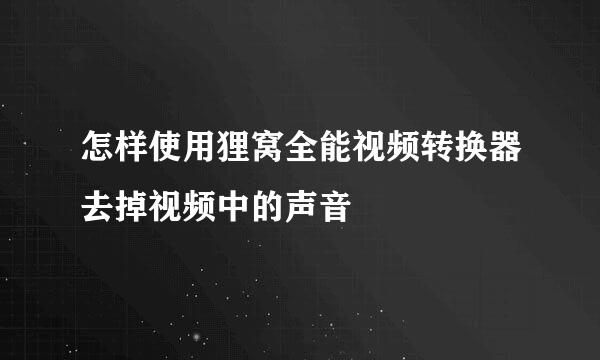 怎样使用狸窝全能视频转换器去掉视频中的声音