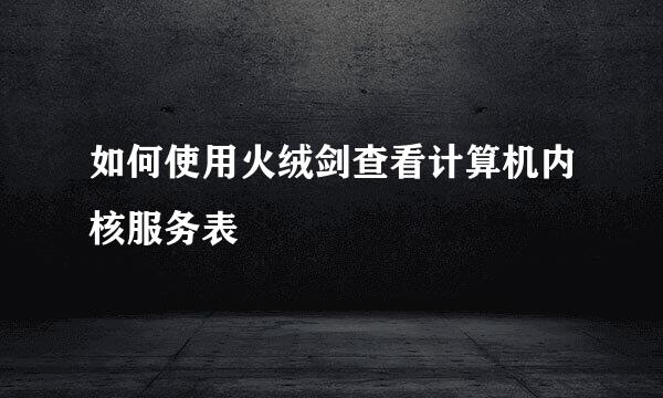 如何使用火绒剑查看计算机内核服务表