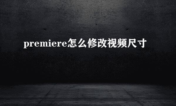 premiere怎么修改视频尺寸