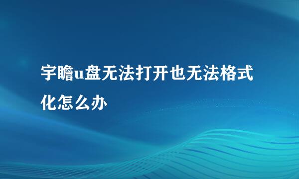 宇瞻u盘无法打开也无法格式化怎么办