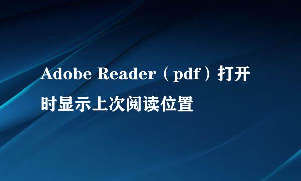 Adobe Reader（pdf）打开时显示上次阅读位置