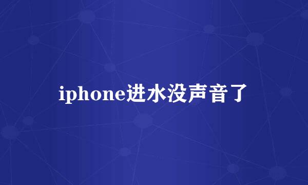iphone进水没声音了