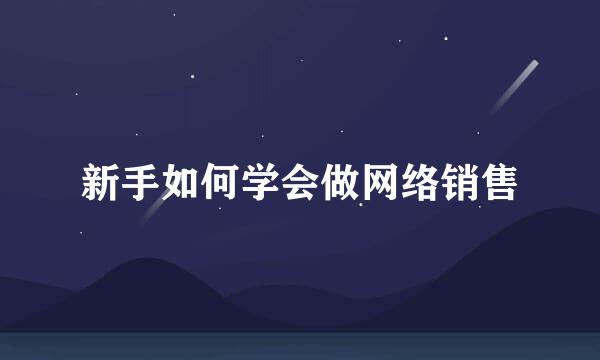 新手如何学会做网络销售