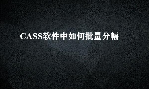 CASS软件中如何批量分幅
