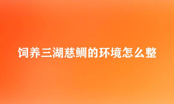 饲养三湖慈鲷的环境怎么整
