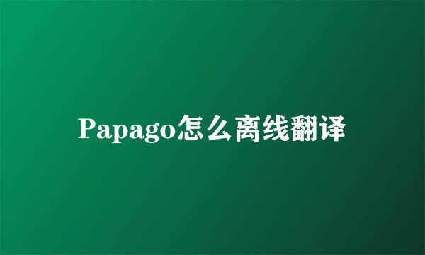 Papago怎么离线翻译