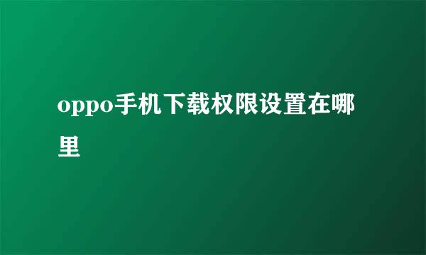 oppo手机下载权限设置在哪里