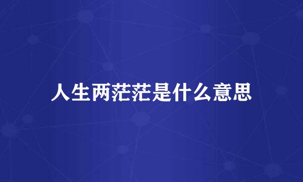 人生两茫茫是什么意思