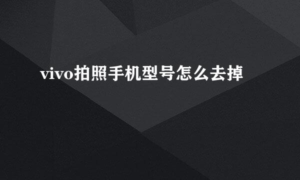 vivo拍照手机型号怎么去掉
