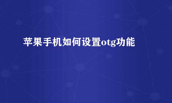 苹果手机如何设置otg功能