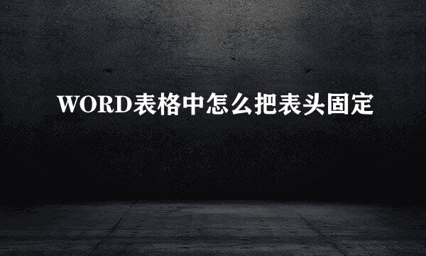 WORD表格中怎么把表头固定