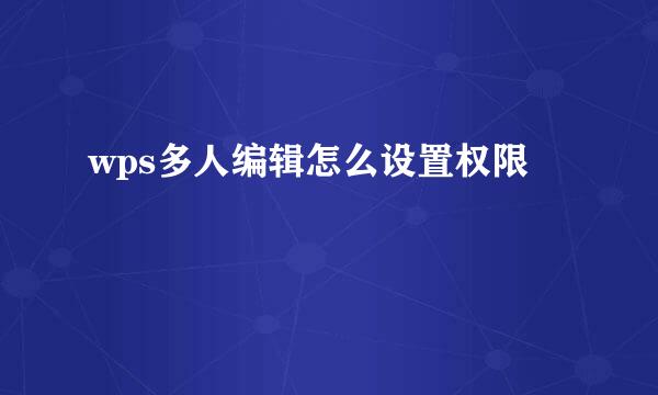 wps多人编辑怎么设置权限