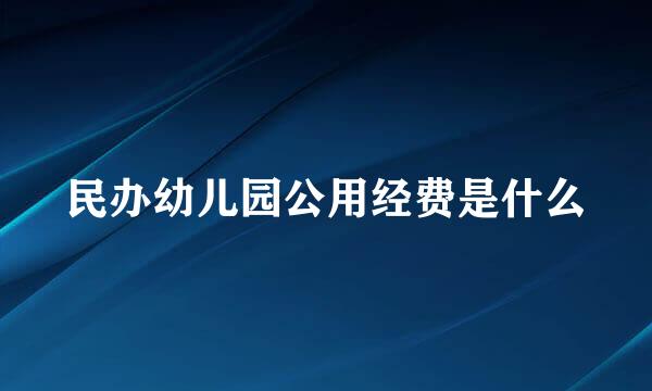 民办幼儿园公用经费是什么