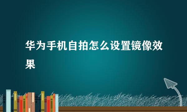 华为手机自拍怎么设置镜像效果