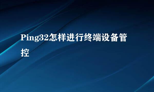 Ping32怎样进行终端设备管控