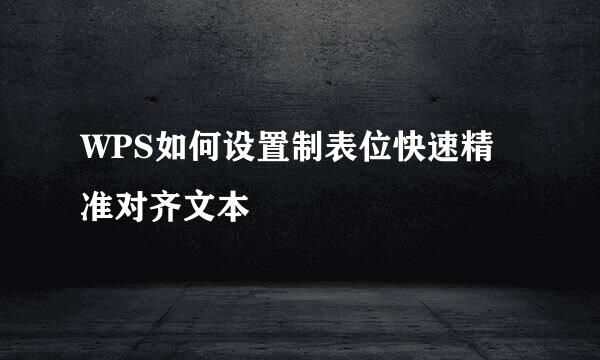 WPS如何设置制表位快速精准对齐文本