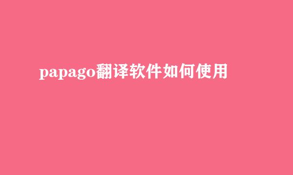 papago翻译软件如何使用