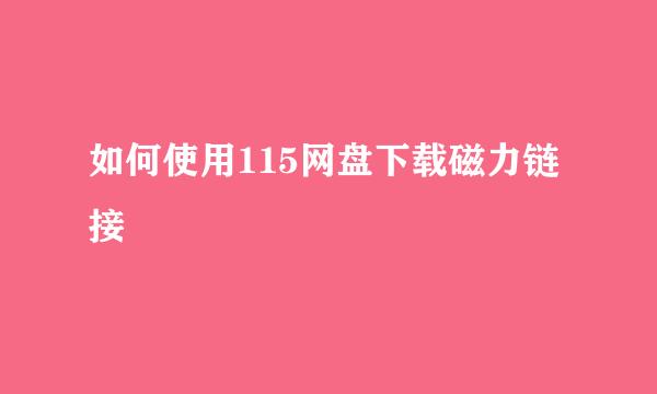 如何使用115网盘下载磁力链接