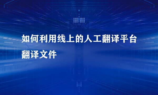 如何利用线上的人工翻译平台翻译文件