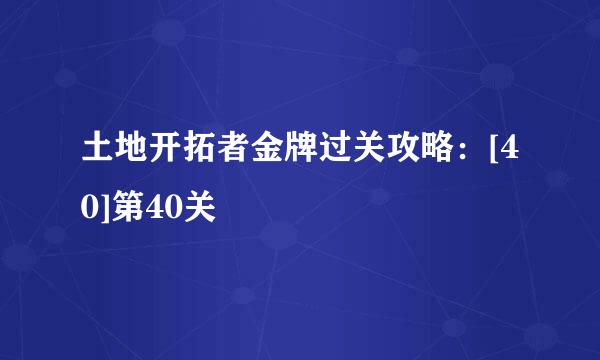 土地开拓者金牌过关攻略：[40]第40关