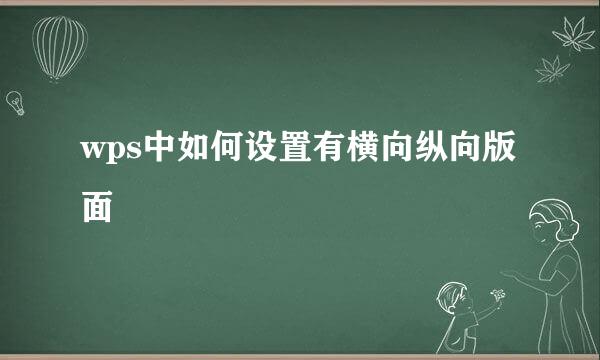wps中如何设置有横向纵向版面