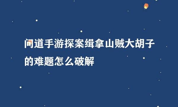 问道手游探案缉拿山贼大胡子的难题怎么破解
