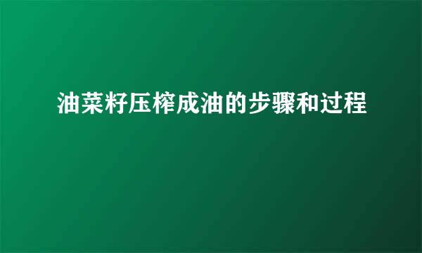 油菜籽压榨成油的步骤和过程