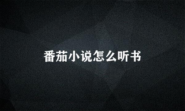 番茄小说怎么听书