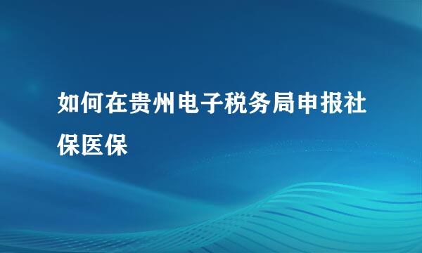 如何在贵州电子税务局申报社保医保