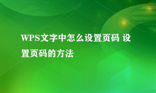 WPS文字中怎么设置页码 设置页码的方法
