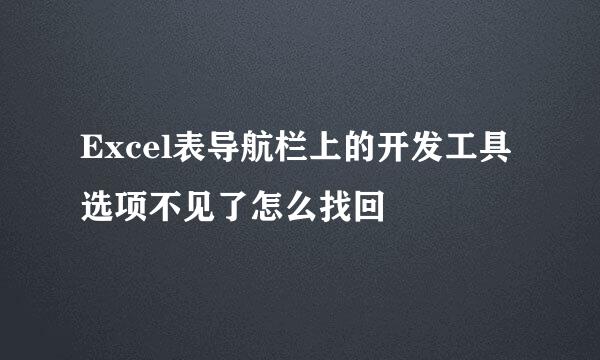 Excel表导航栏上的开发工具选项不见了怎么找回