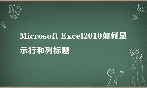 Microsoft Excel2010如何显示行和列标题