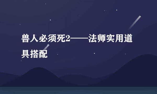 兽人必须死2——法师实用道具搭配