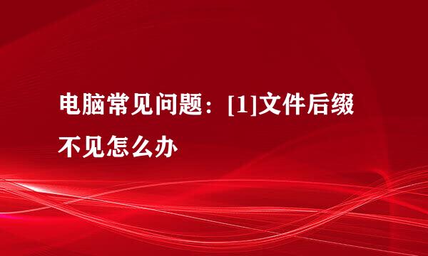 电脑常见问题：[1]文件后缀不见怎么办