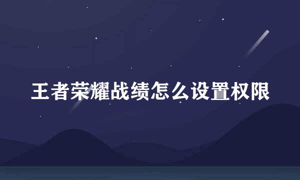 王者荣耀战绩怎么设置权限