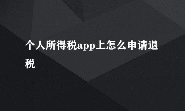 个人所得税app上怎么申请退税