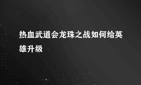 热血武道会龙珠之战如何给英雄升级